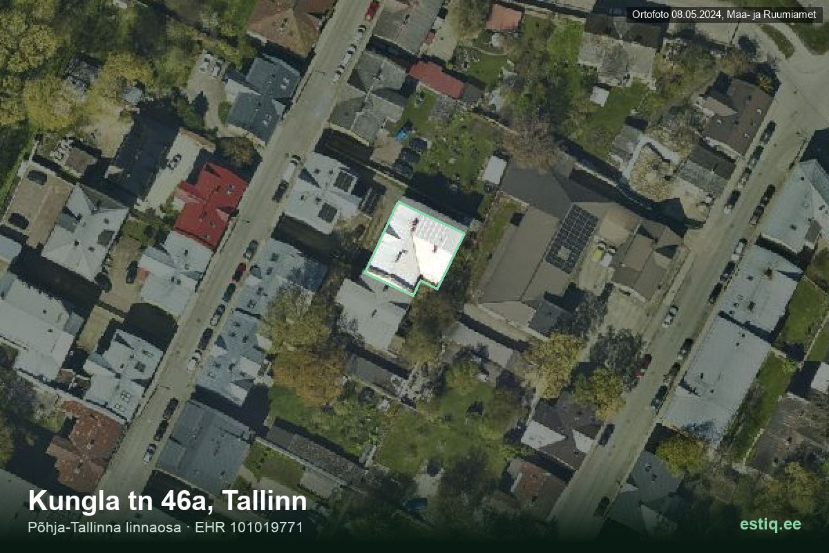 Kungla tänav 46a, Tallinn – hoone aerofoto, kontuur ehitisregistri (EHR) andmetest