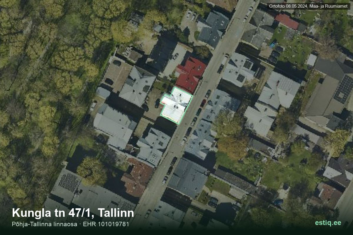 Kungla tänav 47/1, Tallinn – hoone aerofoto, kontuur ehitisregistri (EHR) andmetest