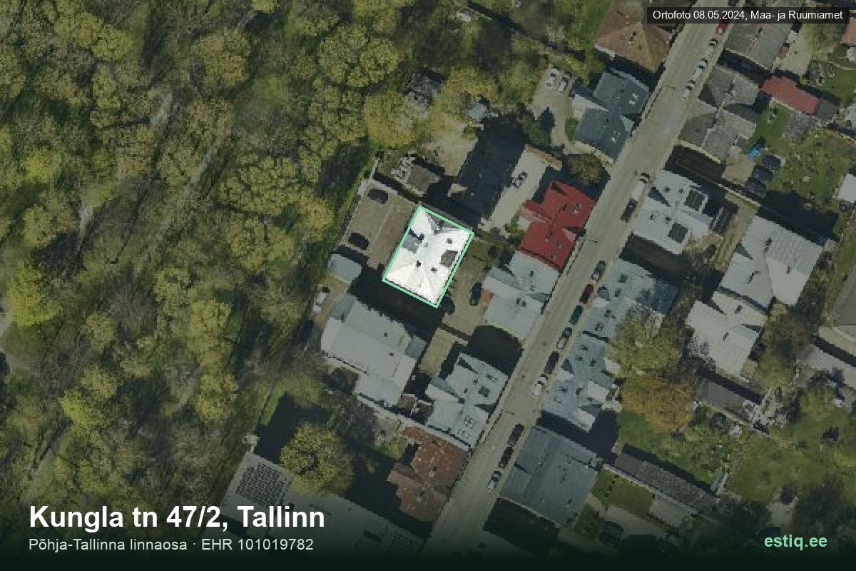 Kungla tänav 47/2, Tallinn – hoone aerofoto, kontuur ehitisregistri (EHR) andmetest