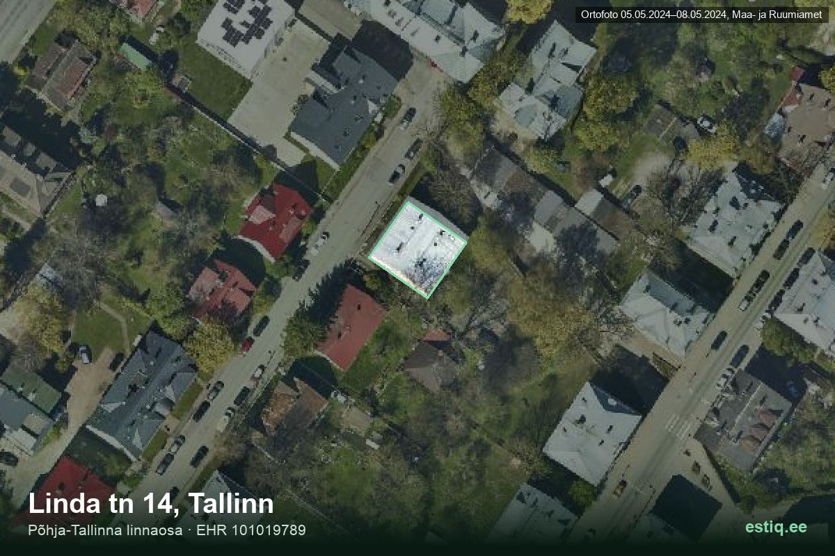Linda tänav 14, Tallinn – aerial photo of the building, outline from the Building Register (EHR)