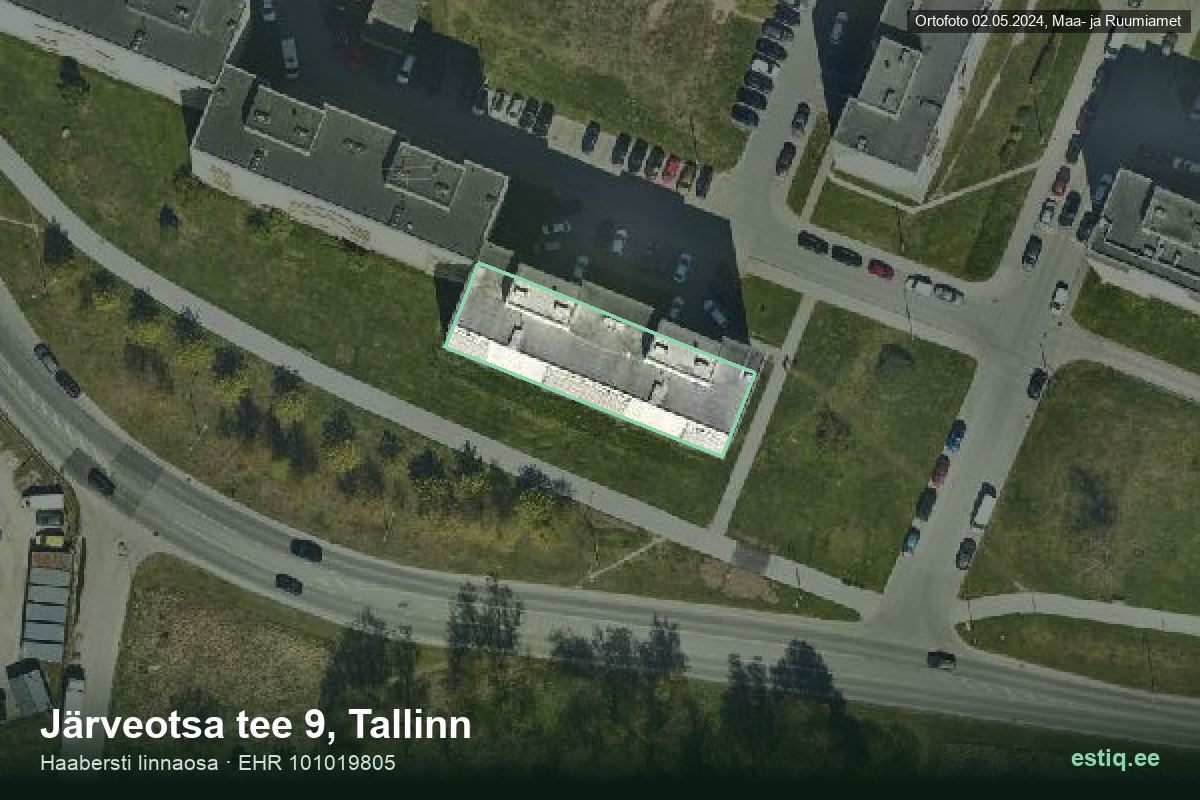 Järveotsa tee 9, Tallinn – hoone aerofoto, kontuur ehitisregistri (EHR) andmetest