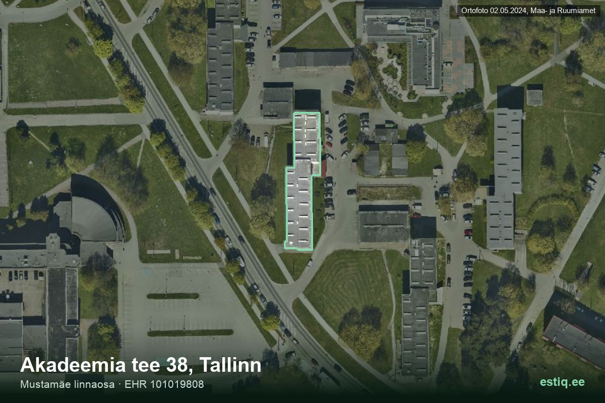 Akadeemia tee 38, Tallinn – hoone aerofoto, kontuur ehitisregistri (EHR) andmetest