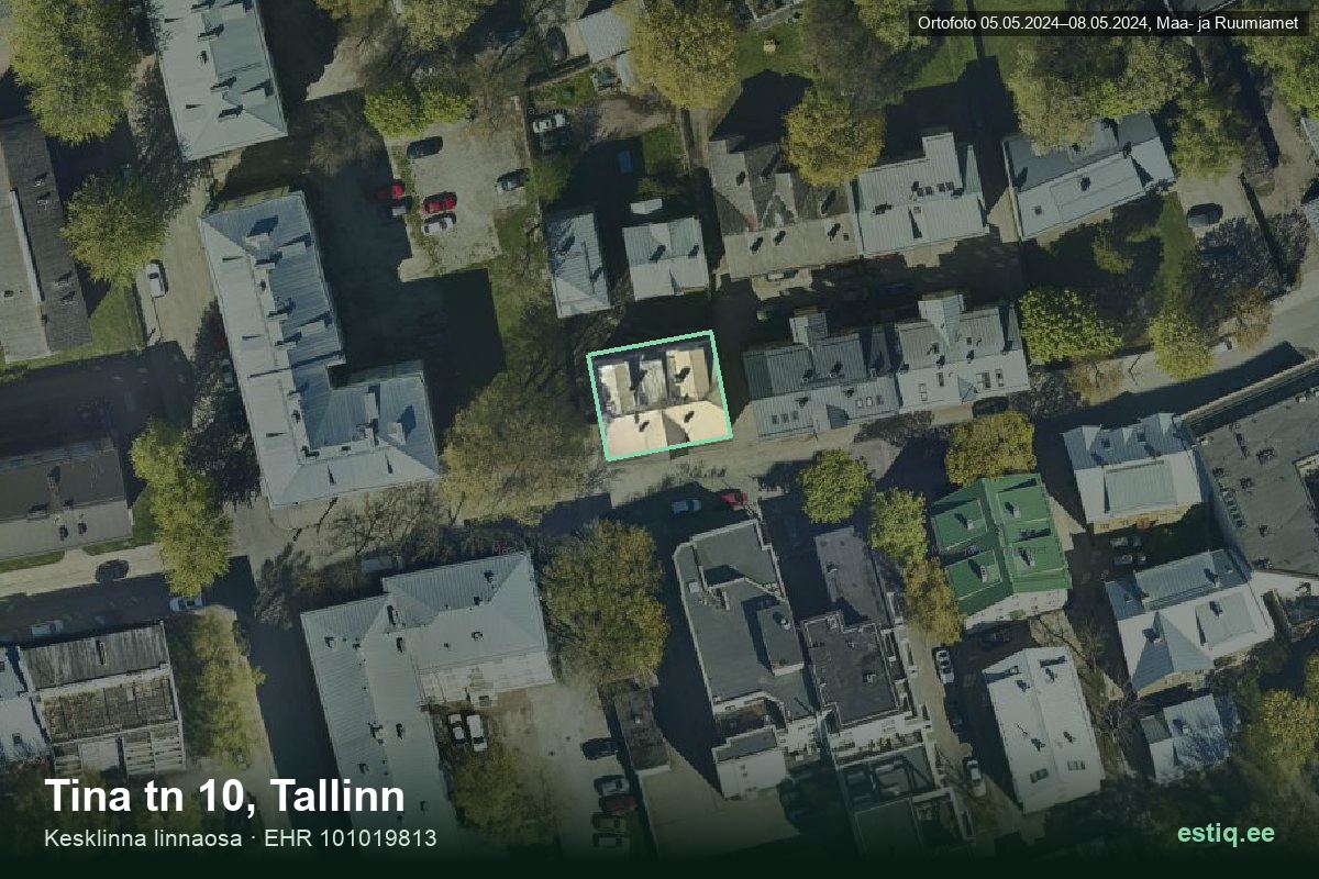 Tina tänav 10, Tallinn – aerial photo of the building, outline from the Building Register (EHR)