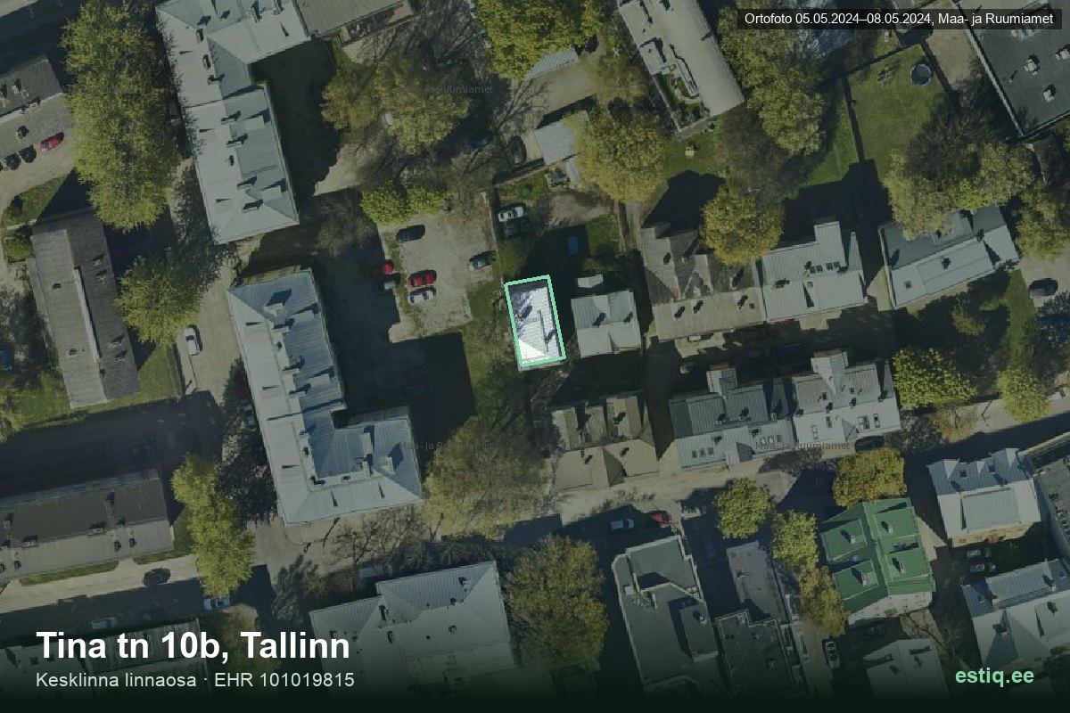 Tina tänav 10b, Tallinn – aerial photo of the building, outline from the Building Register (EHR)