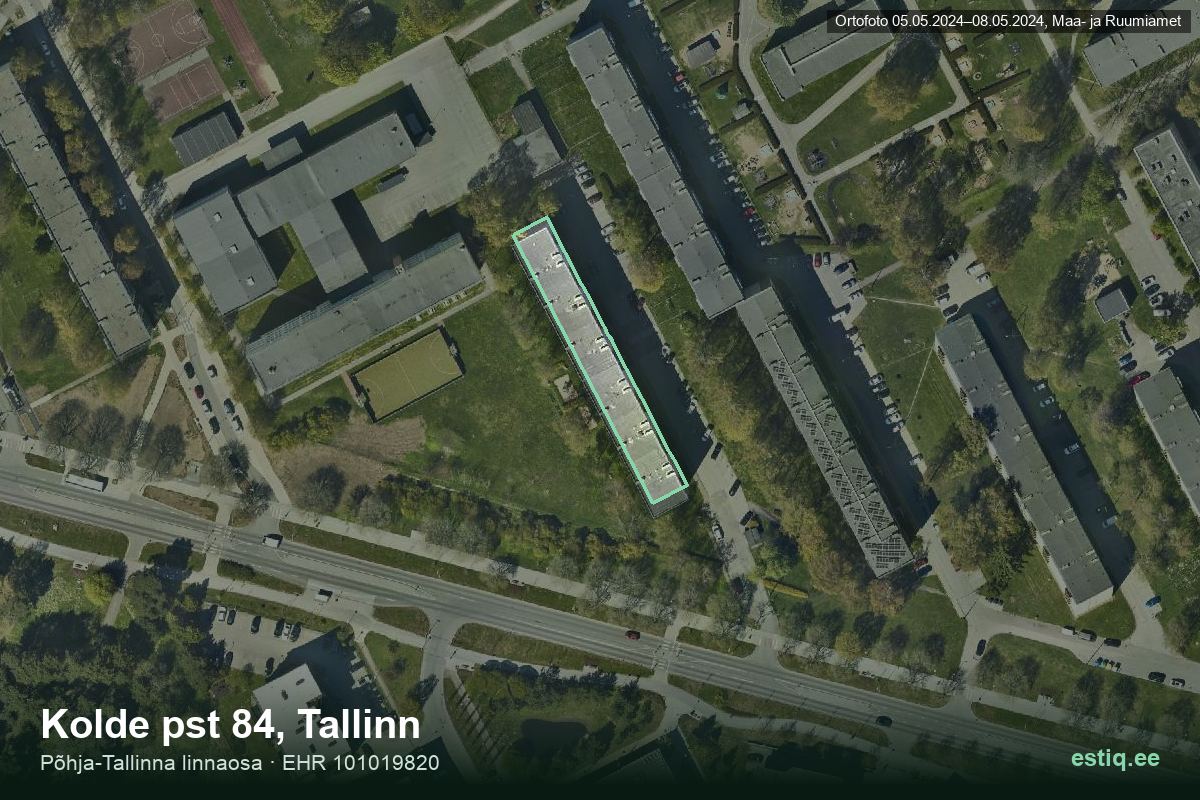 Kolde pst 84, Tallinn – hoone aerofoto, kontuur ehitisregistri (EHR) andmetest