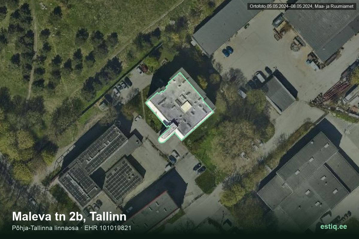 Maleva tänav 2b, Tallinn – hoone aerofoto, kontuur ehitisregistri (EHR) andmetest