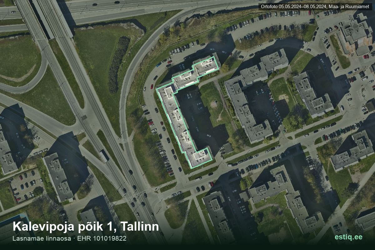 Kalevipoja põik 1, Tallinn – hoone aerofoto, kontuur ehitisregistri (EHR) andmetest