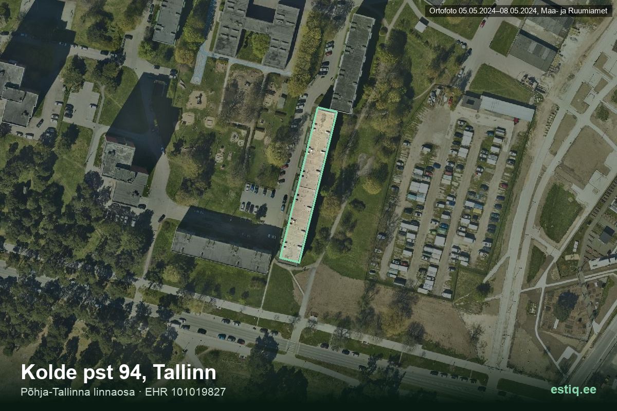 Kolde pst 94, Tallinn – hoone aerofoto, kontuur ehitisregistri (EHR) andmetest