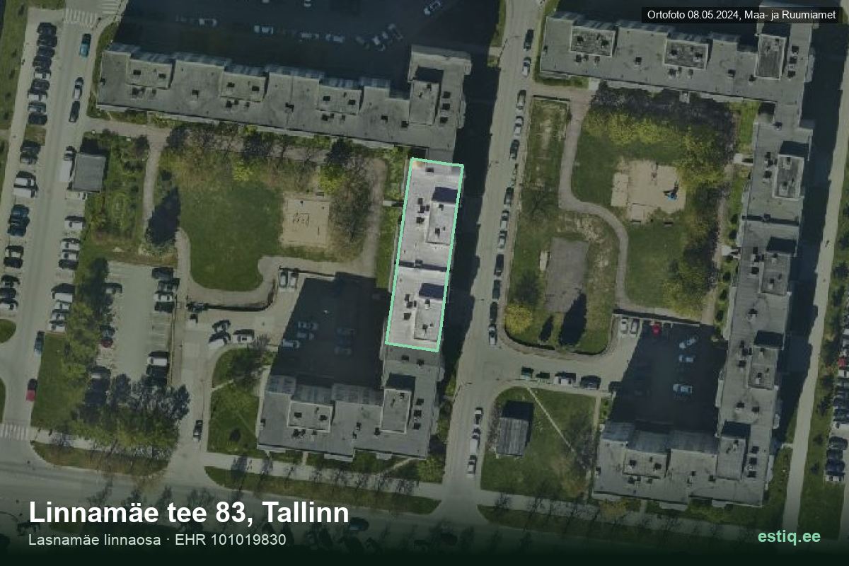 Linnamäe tee 83, Tallinn – hoone aerofoto, kontuur ehitisregistri (EHR) andmetest