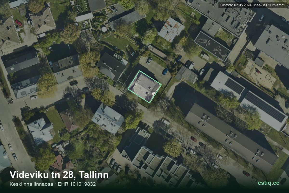 Videviku tänav 28, Tallinn – ilmakuva rakennuksesta, ääriviiva rakennusrekisteristä (EHR)