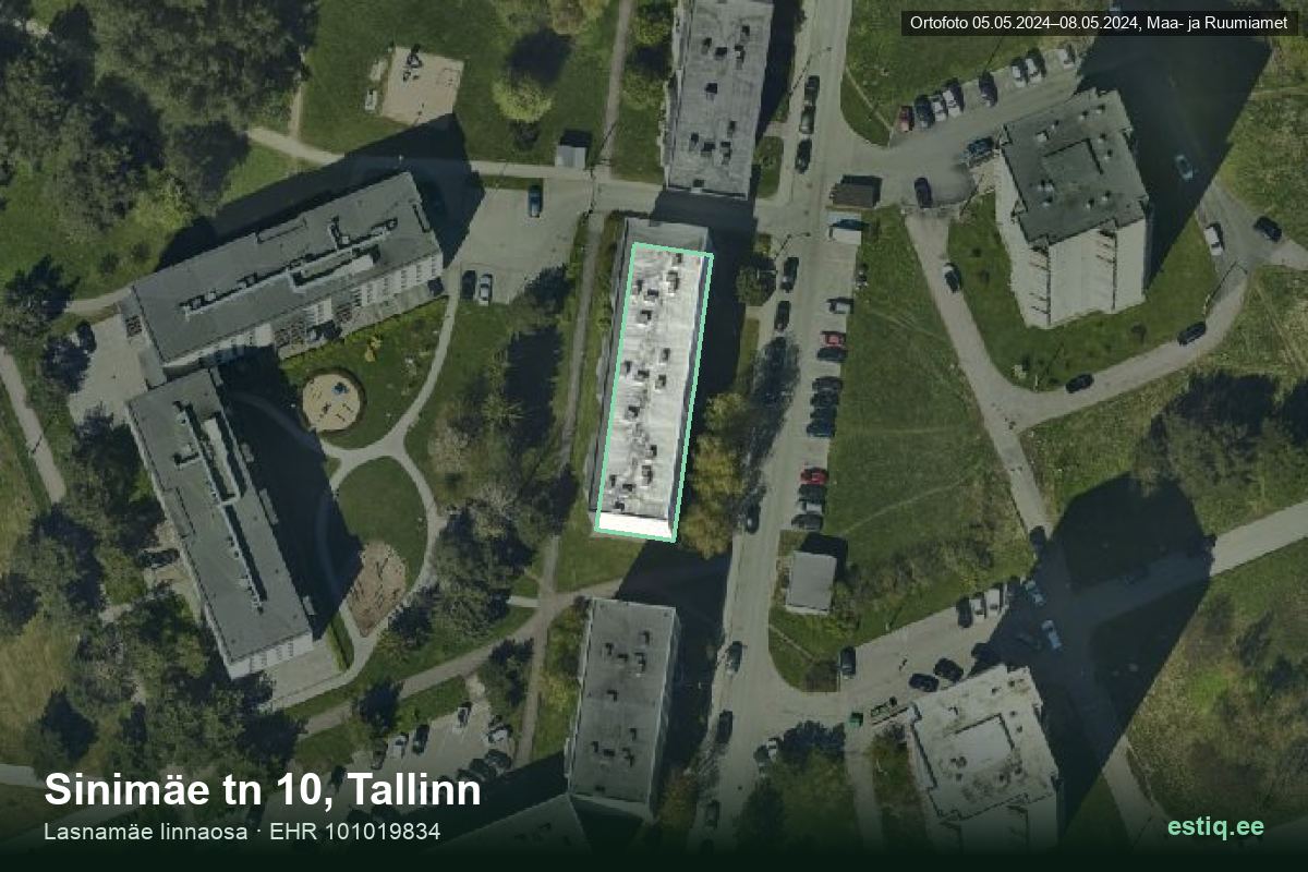 Sinimäe tänav 10, Tallinn – hoone aerofoto, kontuur ehitisregistri (EHR) andmetest
