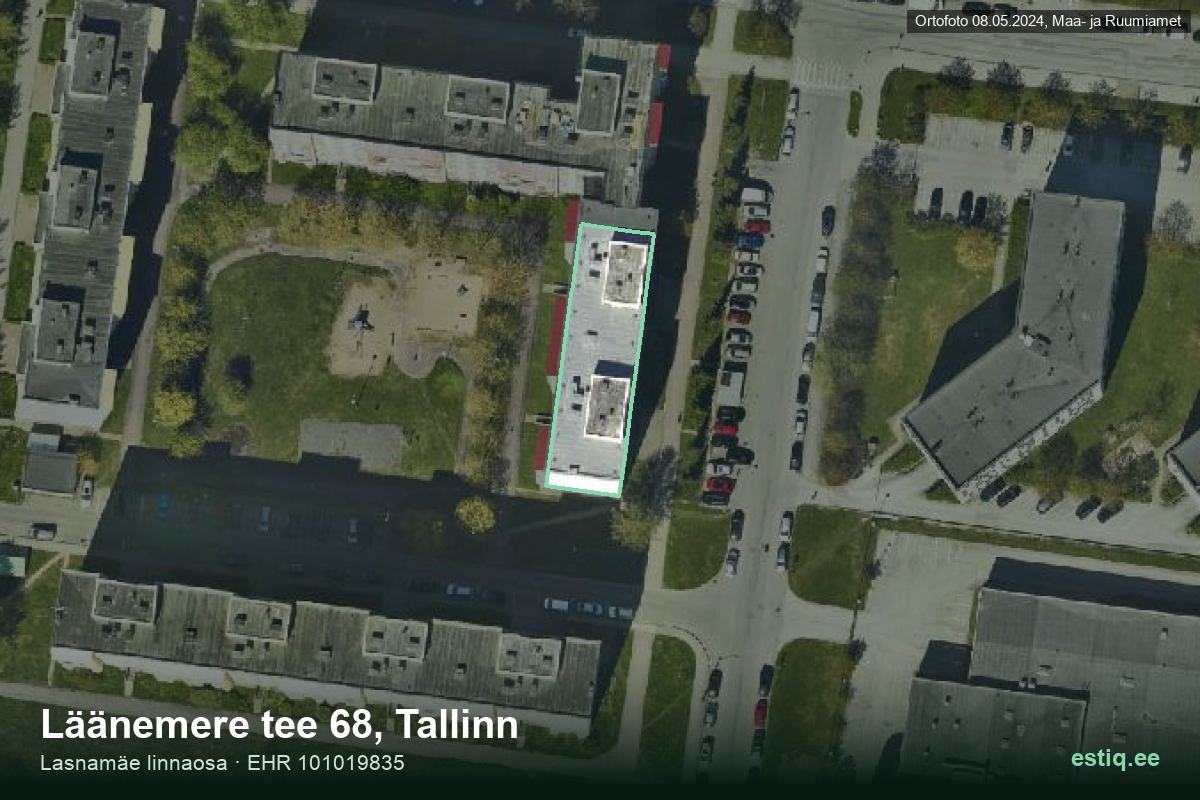 Läänemere tee 68, Tallinn – hoone aerofoto, kontuur ehitisregistri (EHR) andmetest