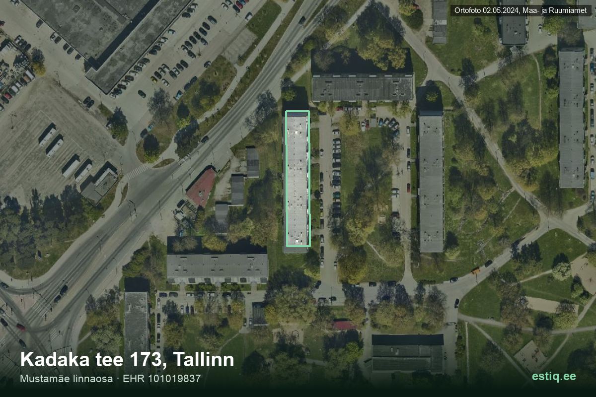 Kadaka tee 173, Tallinn – hoone aerofoto, kontuur ehitisregistri (EHR) andmetest