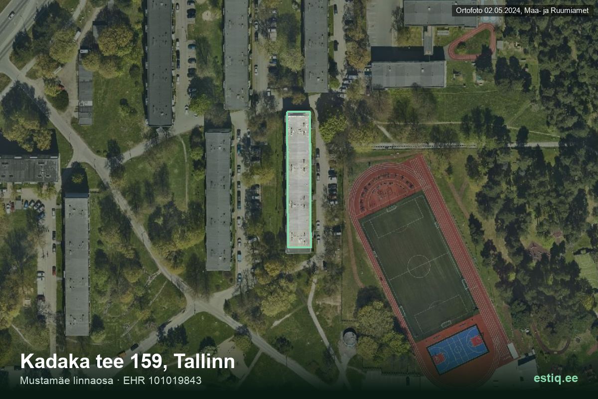 Kadaka tee 159, Tallinn – hoone aerofoto, kontuur ehitisregistri (EHR) andmetest