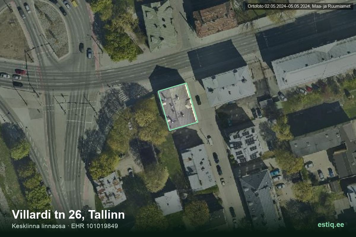 Villardi tänav 26, Tallinn – aerial photo of the building, outline from the Building Register (EHR)