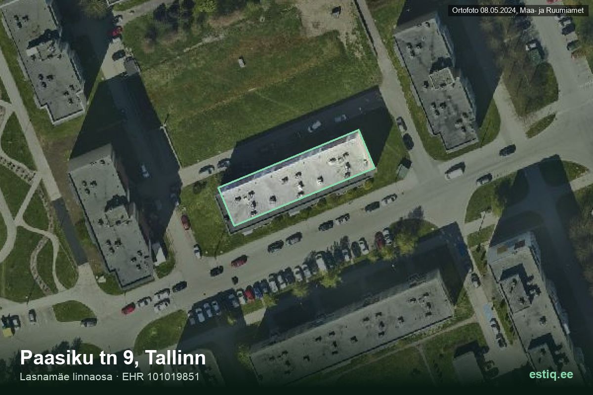 Paasiku tänav 9, Tallinn – aerial photo of the building, outline from the Building Register (EHR)