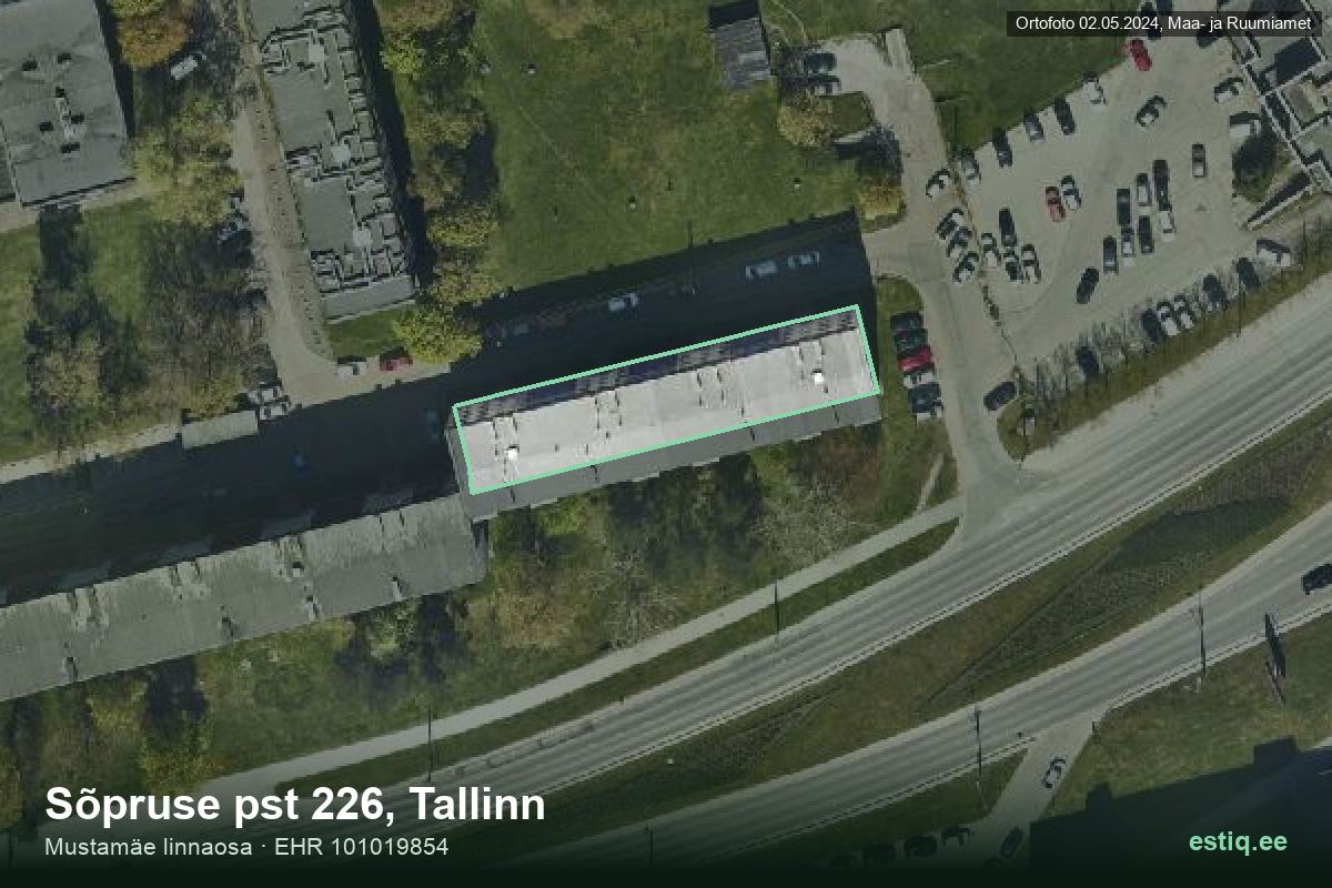 Sõpruse pst 226, Tallinn – aerial photo of the building, outline from the Building Register (EHR)