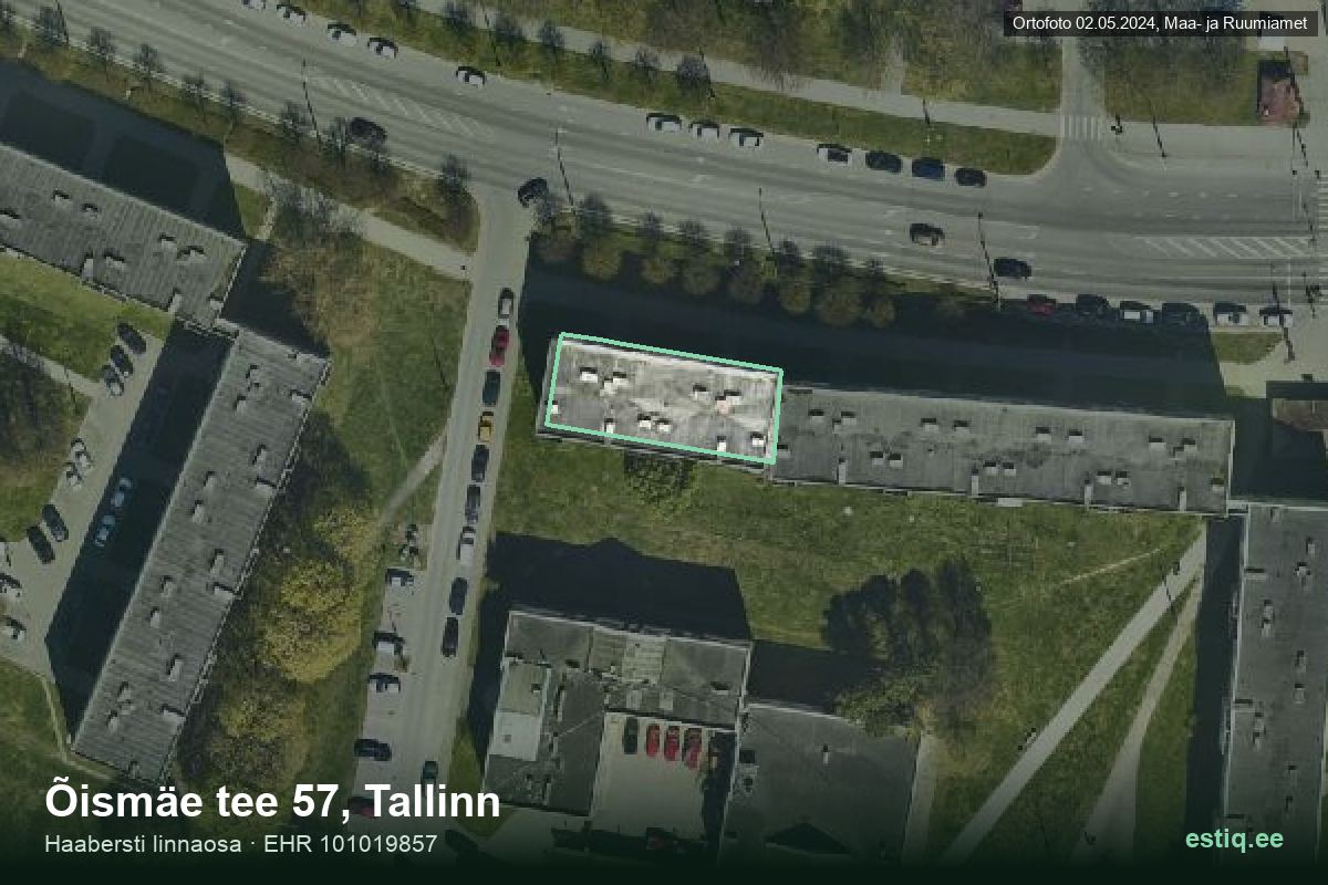 Õismäe tee 57, Tallinn – hoone aerofoto, kontuur ehitisregistri (EHR) andmetest