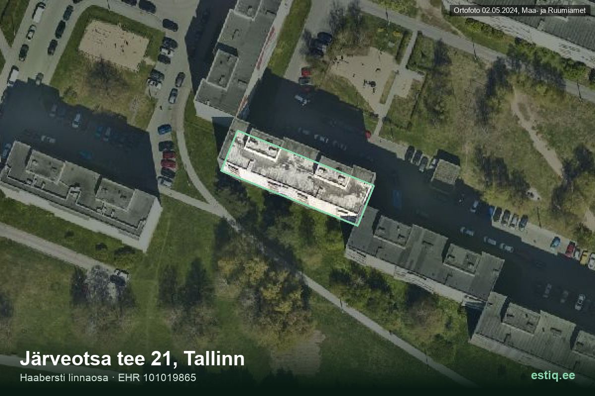 Järveotsa tee 21, Tallinn – hoone aerofoto, kontuur ehitisregistri (EHR) andmetest