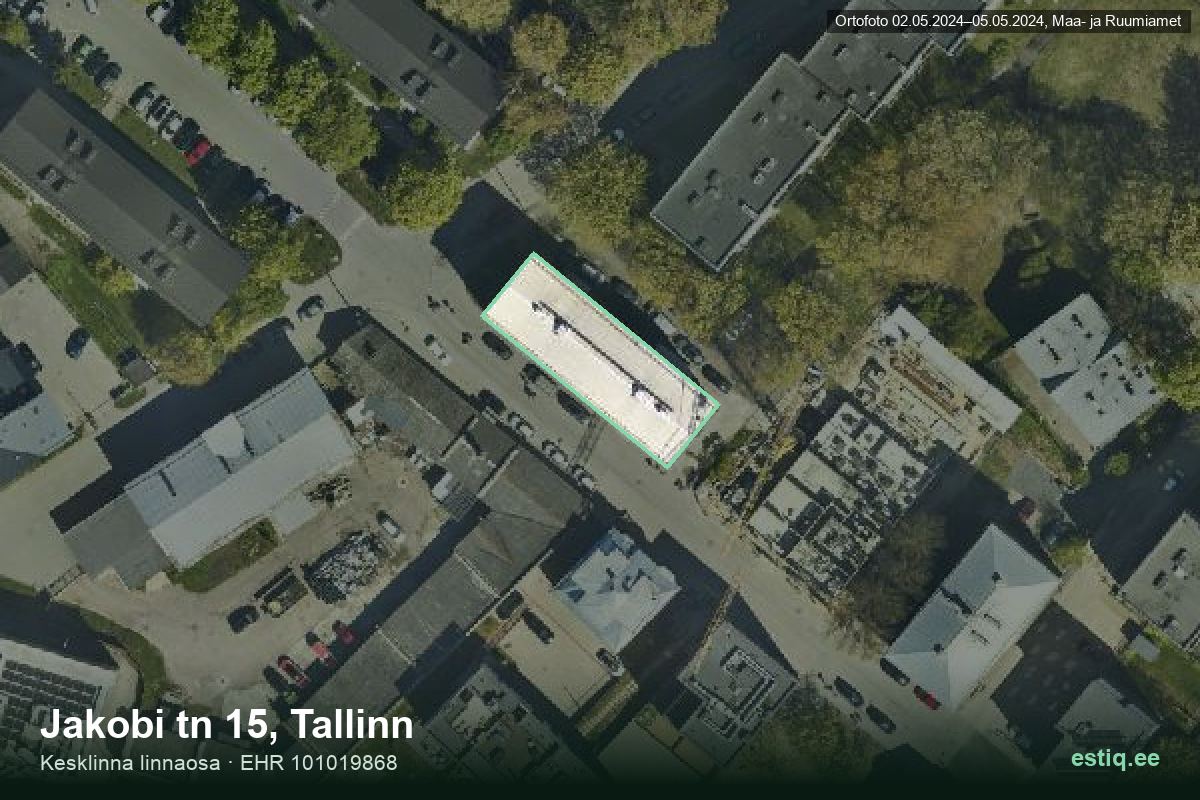 Jakobi tänav 15, Tallinn – ilmakuva rakennuksesta, ääriviiva rakennusrekisteristä (EHR)