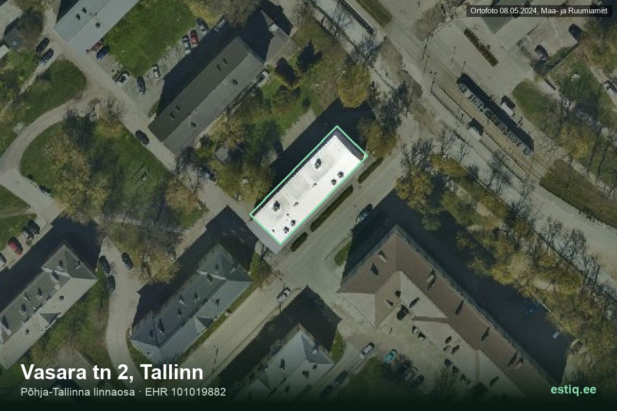 Vasara tänav 2, Tallinn – hoone aerofoto, kontuur ehitisregistri (EHR) andmetest