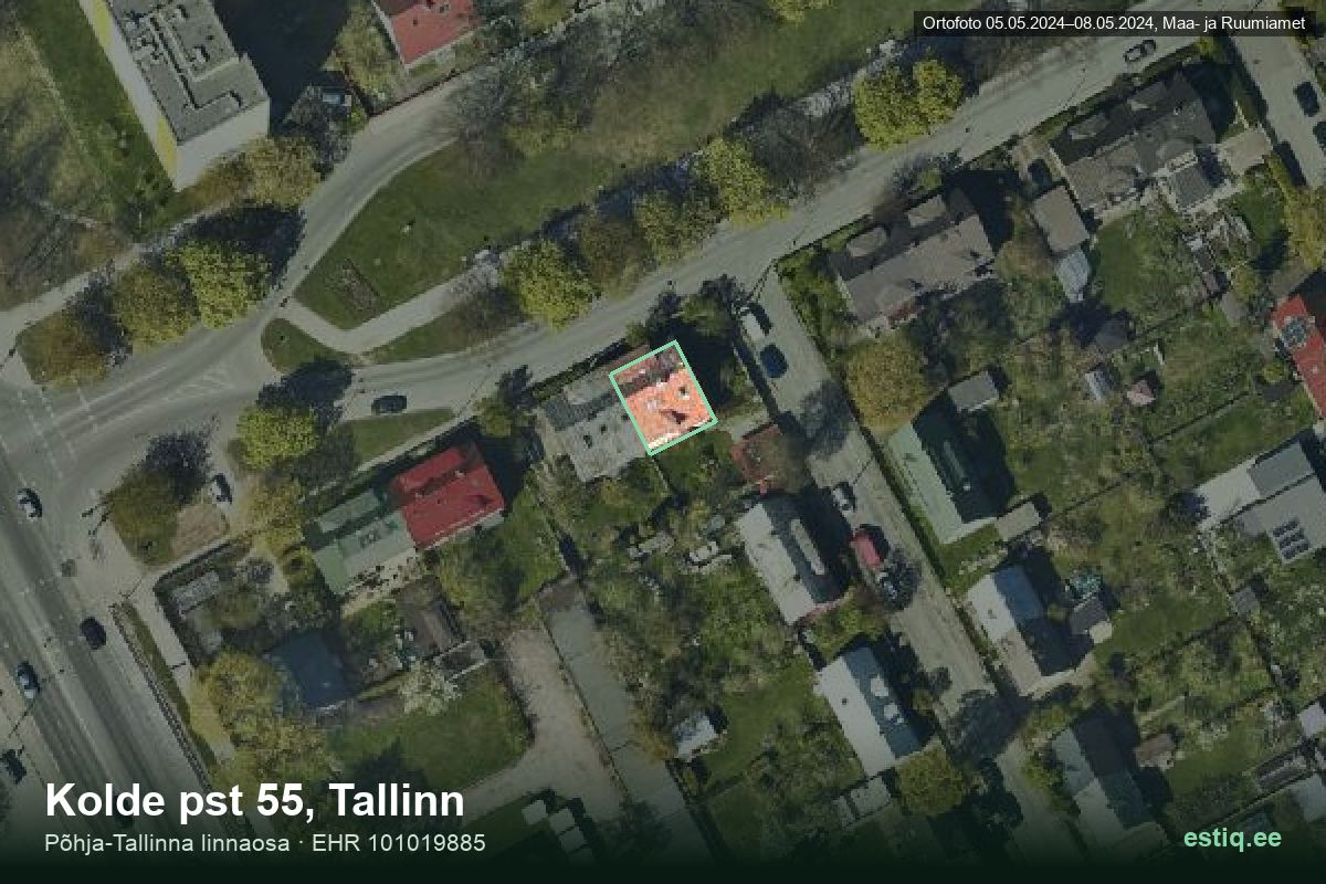 Kolde pst 55, Tallinn – aerial photo of the building, outline from the Building Register (EHR)