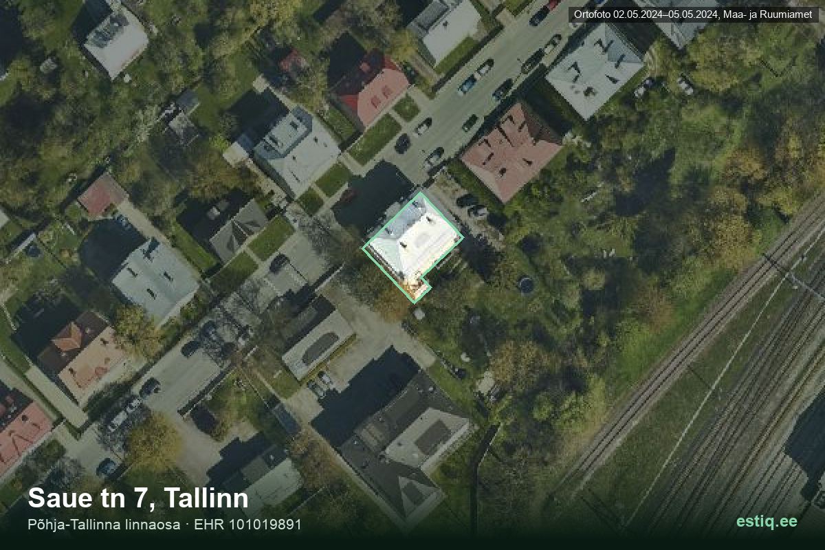 Saue tänav 7, Tallinn – aerial photo of the building, outline from the Building Register (EHR)
