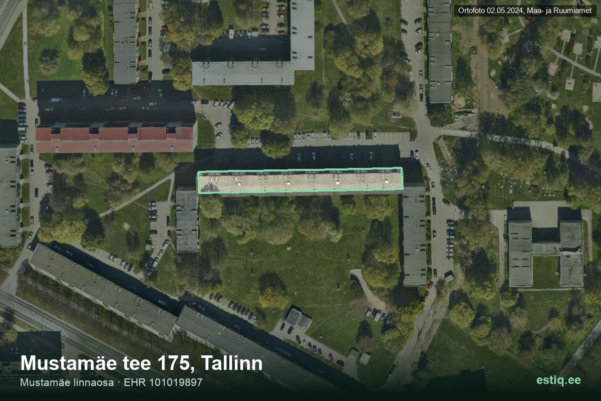 Mustamäe tee 175, Tallinn – hoone aerofoto, kontuur ehitisregistri (EHR) andmetest