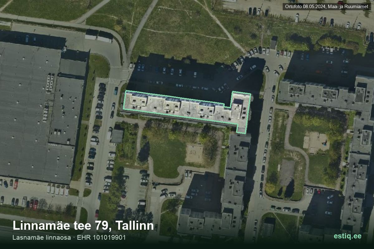 Linnamäe tee 79, Tallinn – hoone aerofoto, kontuur ehitisregistri (EHR) andmetest