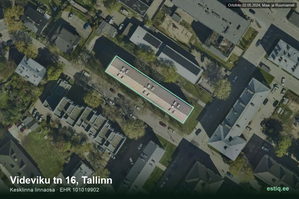 Videviku tänav 16, Tallinn – аэрофото дома, контур по данным регистра строений (EHR)