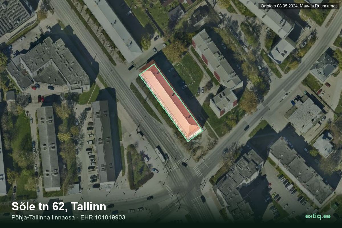 Sõle tänav 62, Tallinn – hoone aerofoto, kontuur ehitisregistri (EHR) andmetest