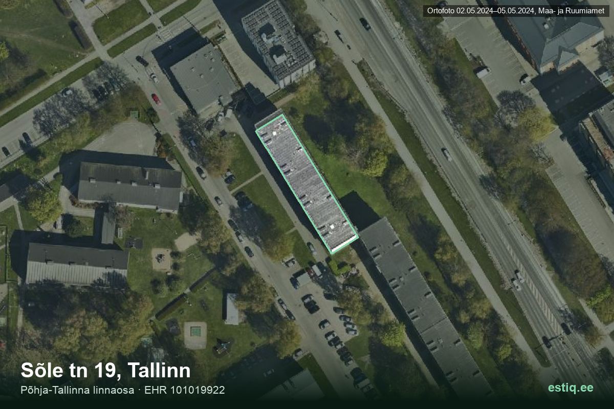 Sõle tänav 19, Tallinn – hoone aerofoto, kontuur ehitisregistri (EHR) andmetest