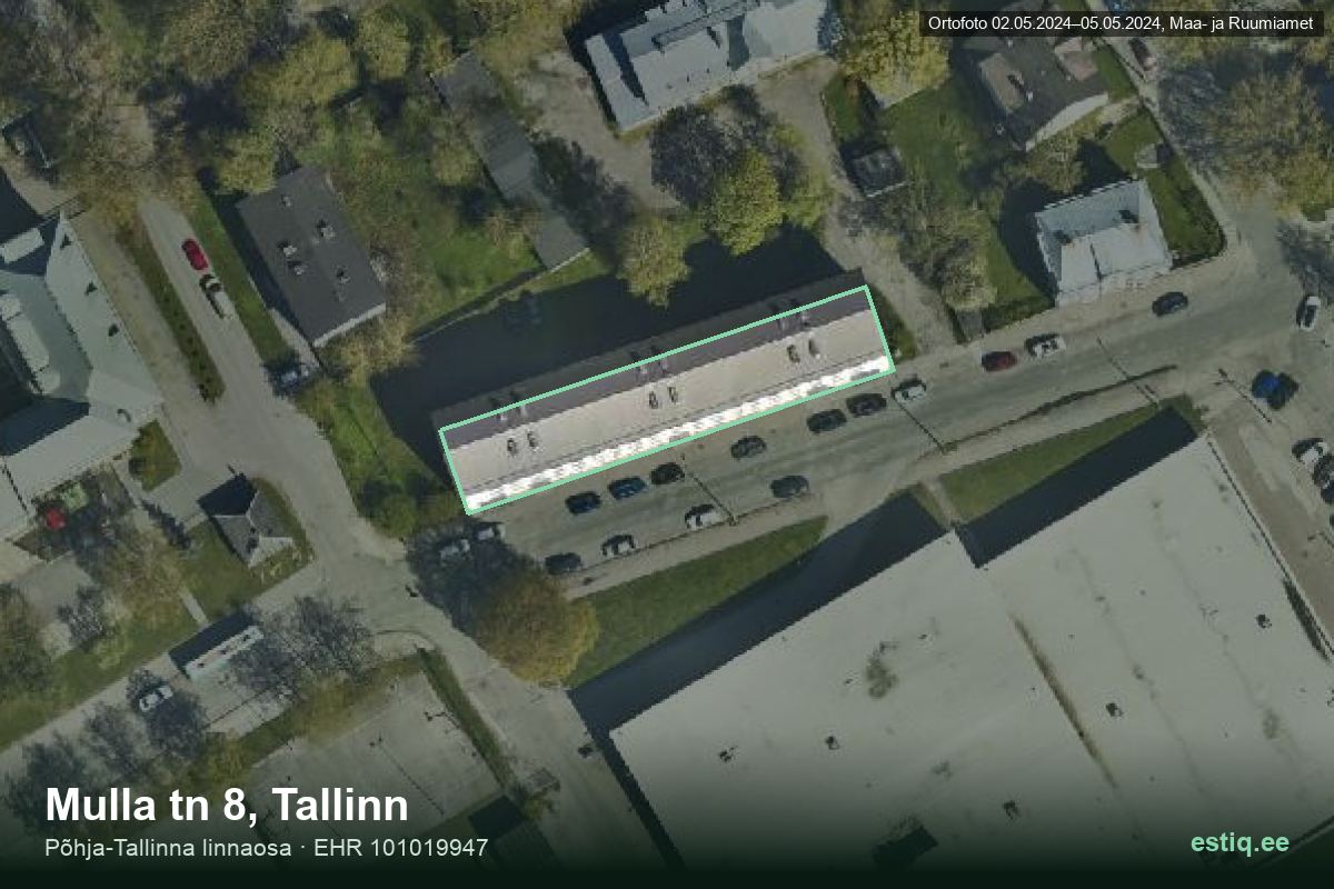 Mulla tänav 8, Tallinn – ilmakuva rakennuksesta, ääriviiva rakennusrekisteristä (EHR)