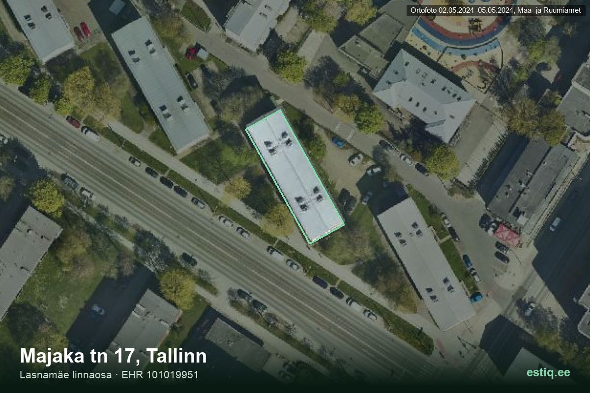 Majaka tänav 17, Tallinn – hoone aerofoto, kontuur ehitisregistri (EHR) andmetest