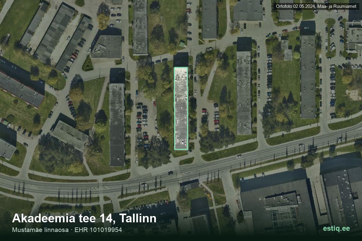 Akadeemia tee 14, Tallinn – hoone aerofoto, kontuur ehitisregistri (EHR) andmetest