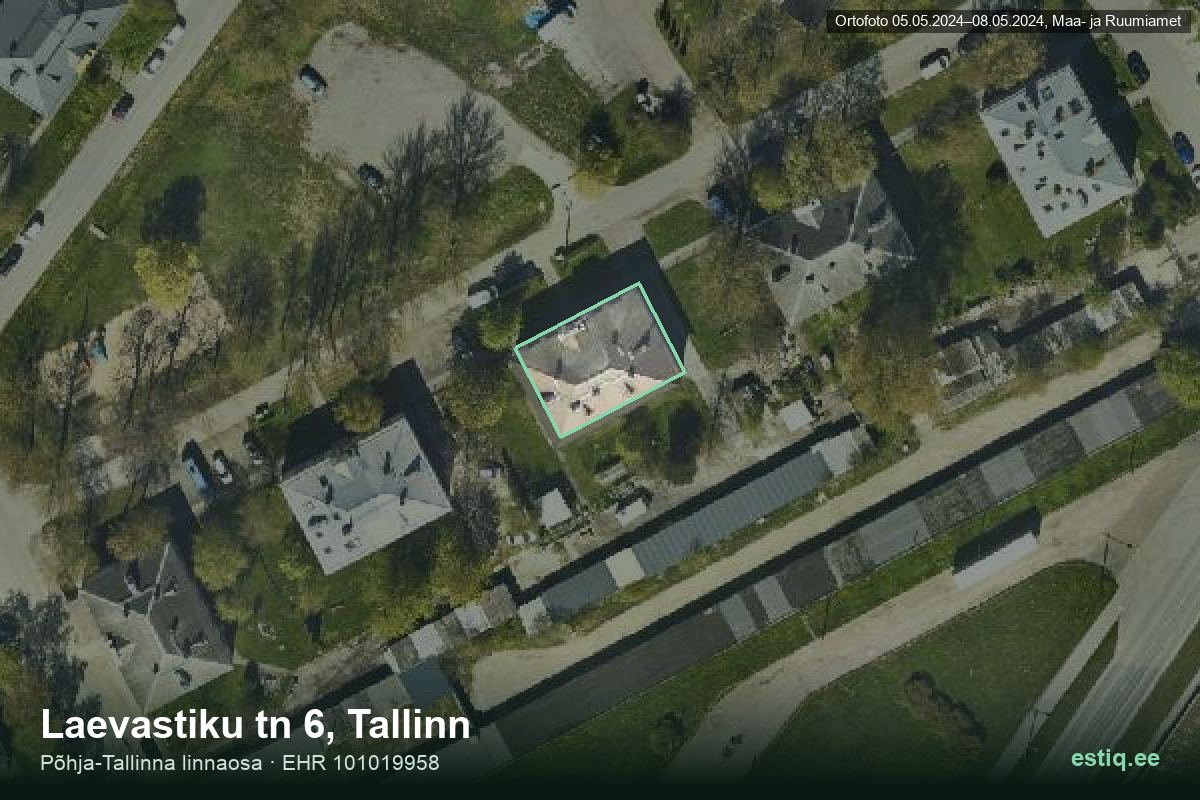 Laevastiku tänav 6, Tallinn – hoone aerofoto, kontuur ehitisregistri (EHR) andmetest