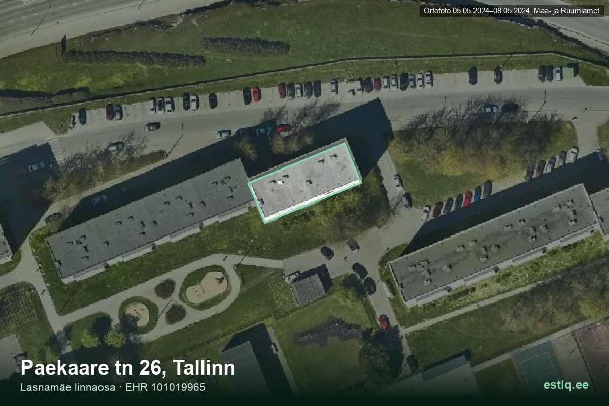 Paekaare tänav 26, Tallinn – hoone aerofoto, kontuur ehitisregistri (EHR) andmetest