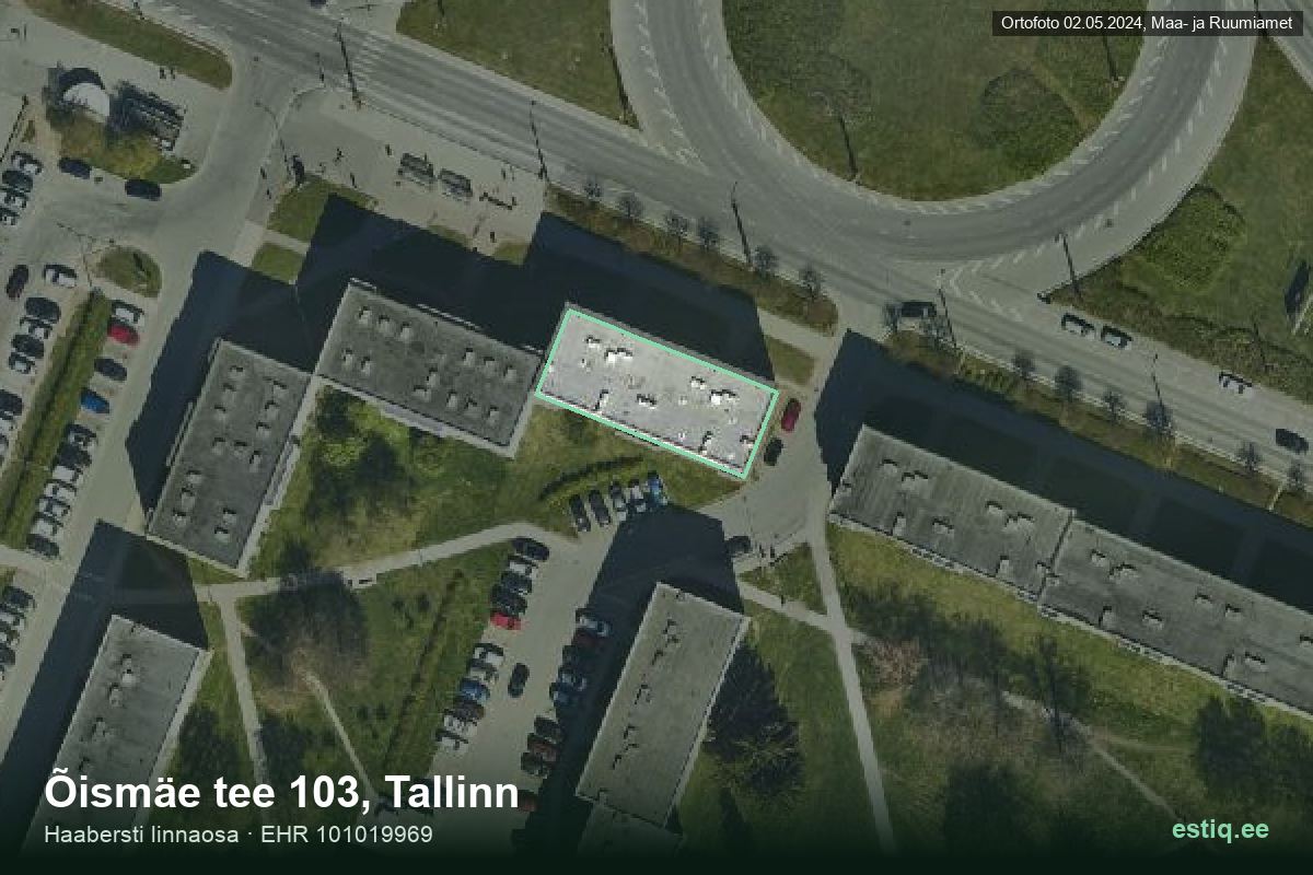 Õismäe tee 103, Tallinn – hoone aerofoto, kontuur ehitisregistri (EHR) andmetest