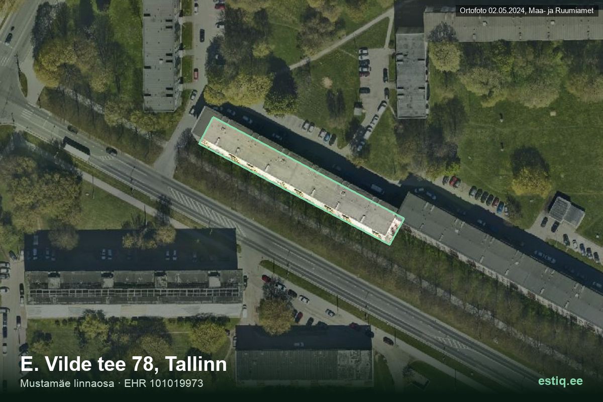 E. Vilde tee 78, Tallinn – hoone aerofoto, kontuur ehitisregistri (EHR) andmetest