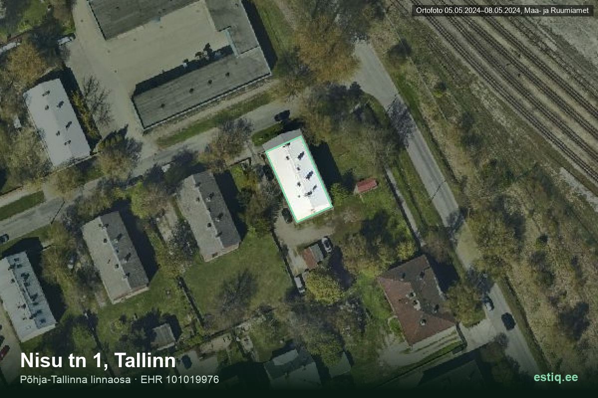 Nisu tänav 1, Tallinn – hoone aerofoto, kontuur ehitisregistri (EHR) andmetest