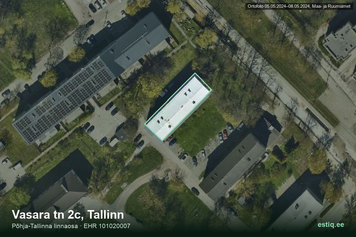 Vasara tänav 2c, Tallinn – hoone aerofoto, kontuur ehitisregistri (EHR) andmetest