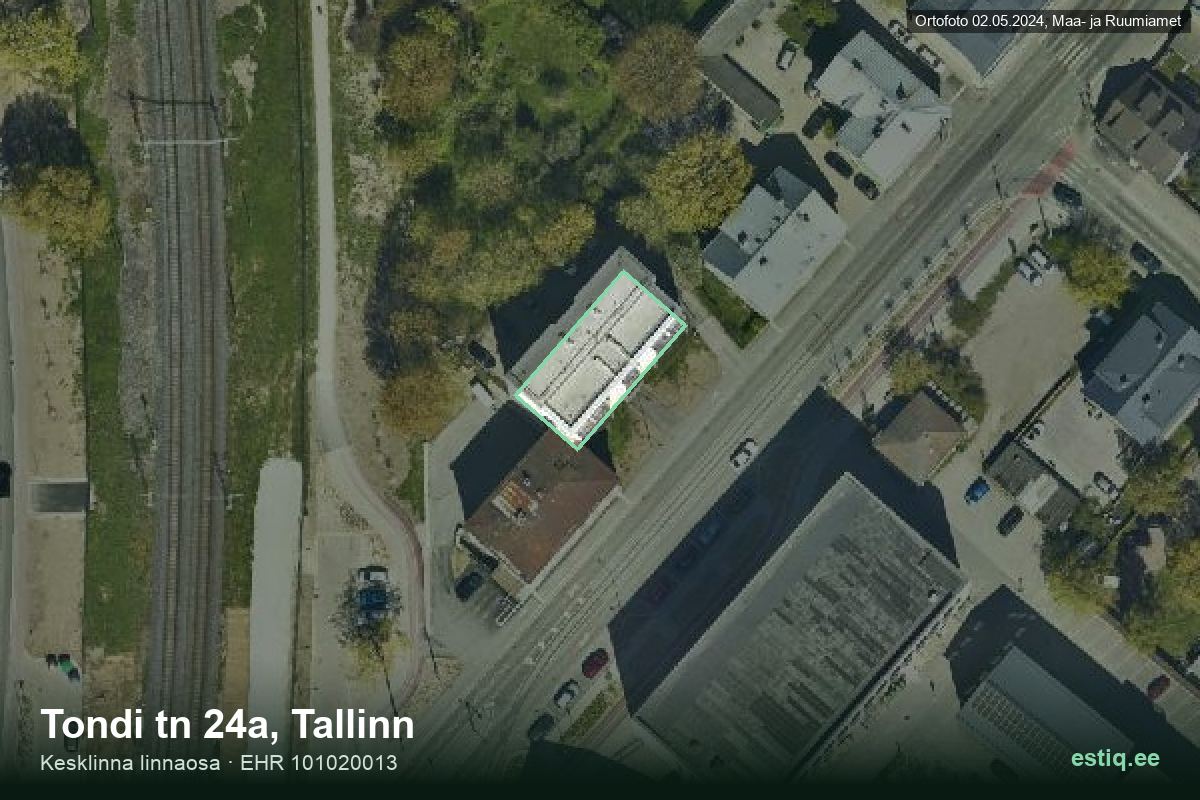 Tondi tänav 24a, Tallinn – hoone aerofoto, kontuur ehitisregistri (EHR) andmetest