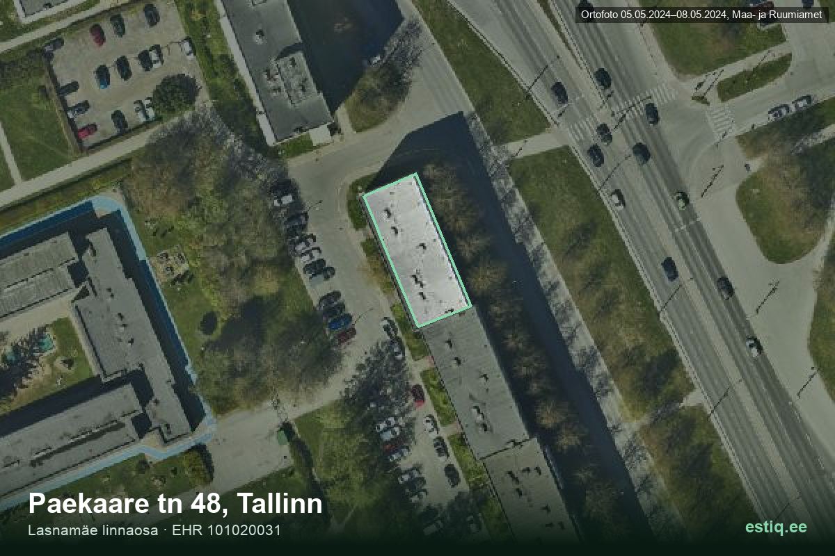 Paekaare tänav 48, Tallinn – hoone aerofoto, kontuur ehitisregistri (EHR) andmetest