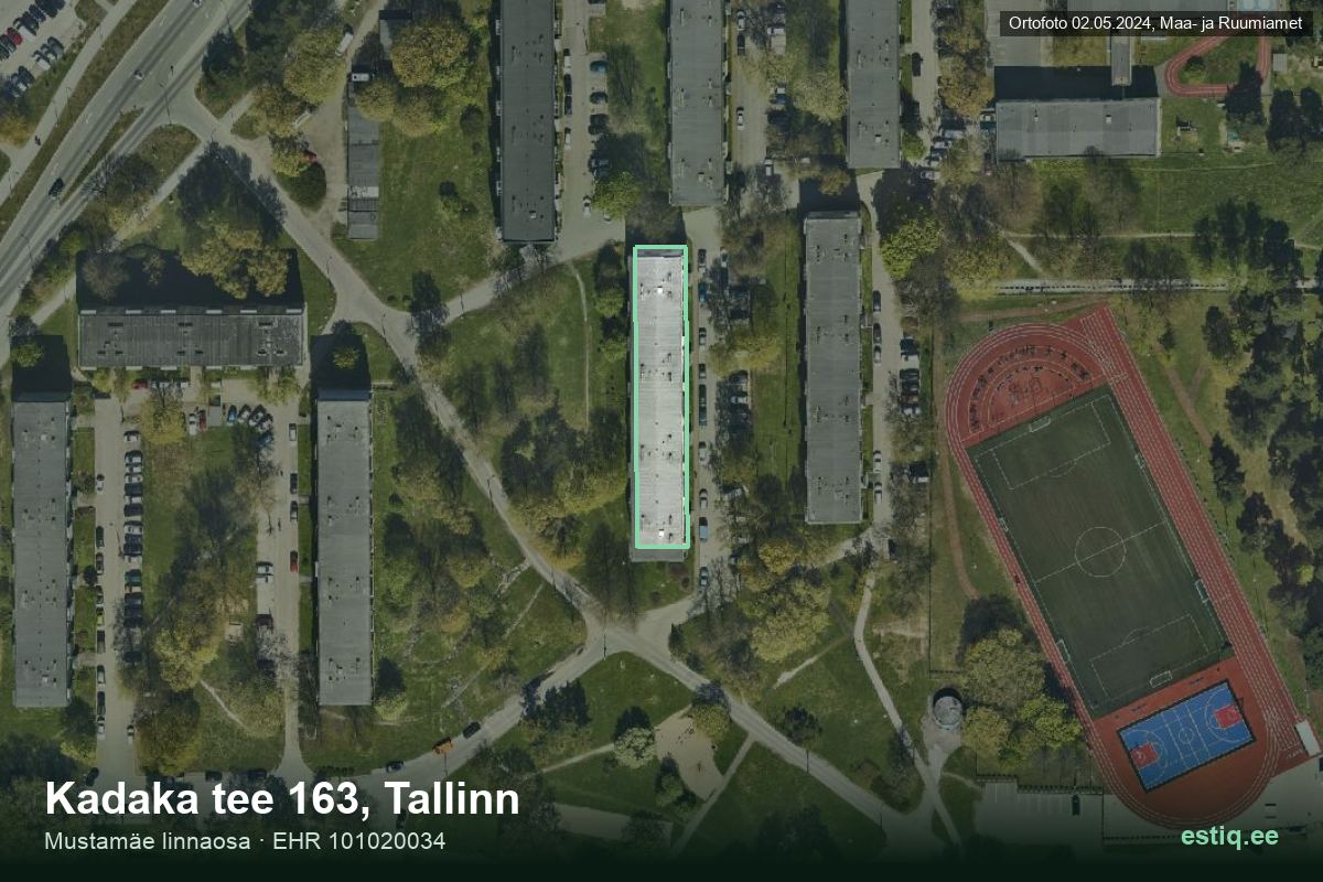 Kadaka tee 163, Tallinn – hoone aerofoto, kontuur ehitisregistri (EHR) andmetest