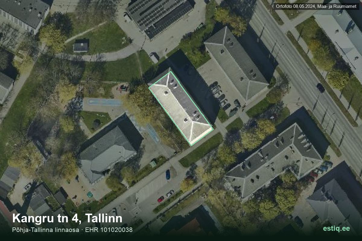 Kangru tänav 4, Tallinn – hoone aerofoto, kontuur ehitisregistri (EHR) andmetest