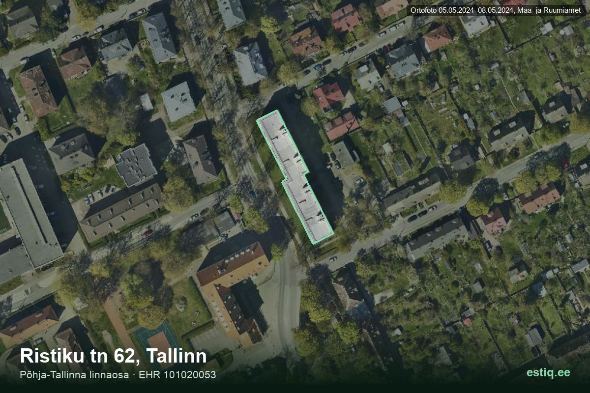 Ristiku tänav 62, Tallinn – aerial photo of the building, outline from the Building Register (EHR)