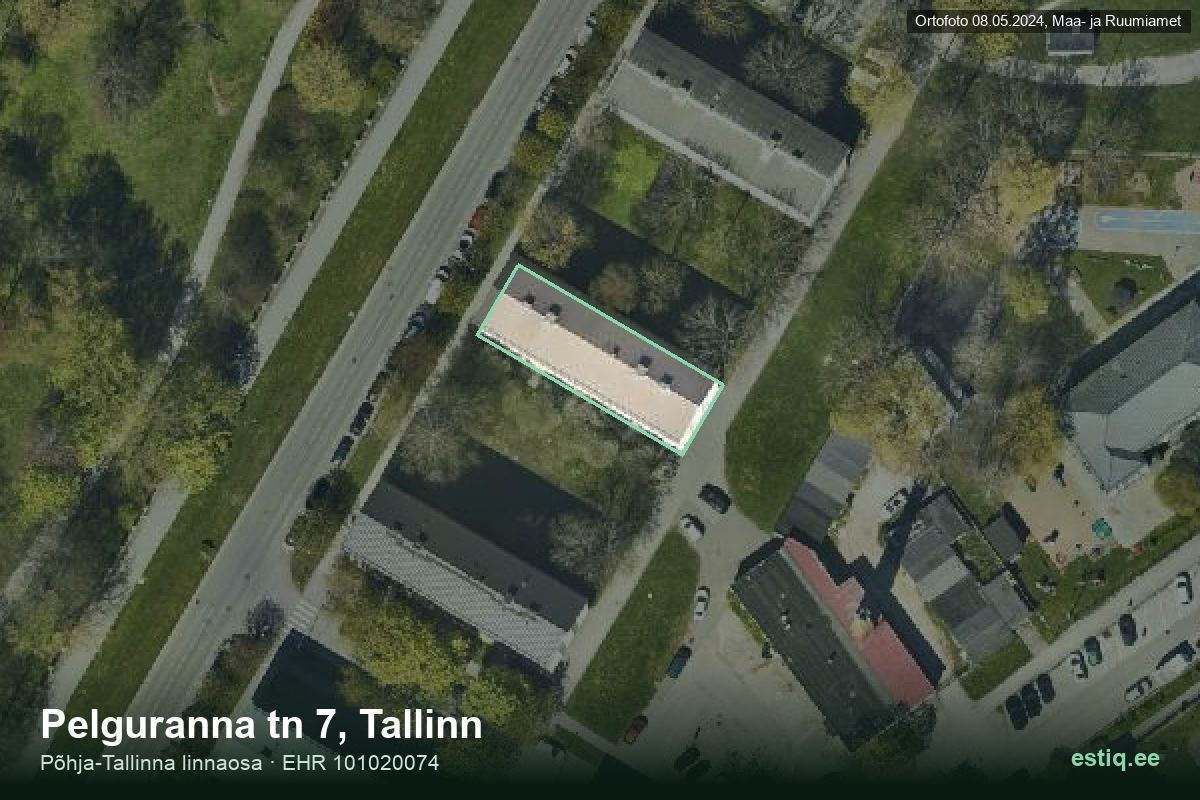 Pelguranna tänav 7, Tallinn – hoone aerofoto, kontuur ehitisregistri (EHR) andmetest