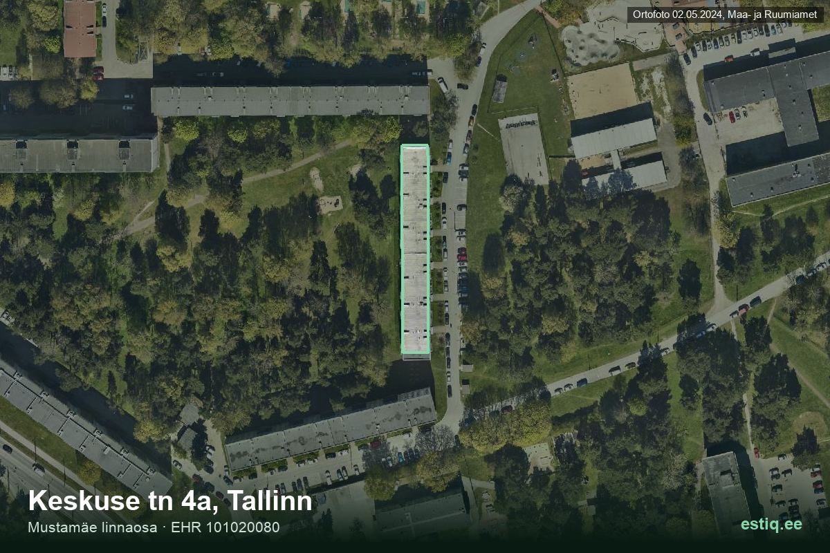 Keskuse tänav 4a, Tallinn – aerial photo of the building, outline from the Building Register (EHR)