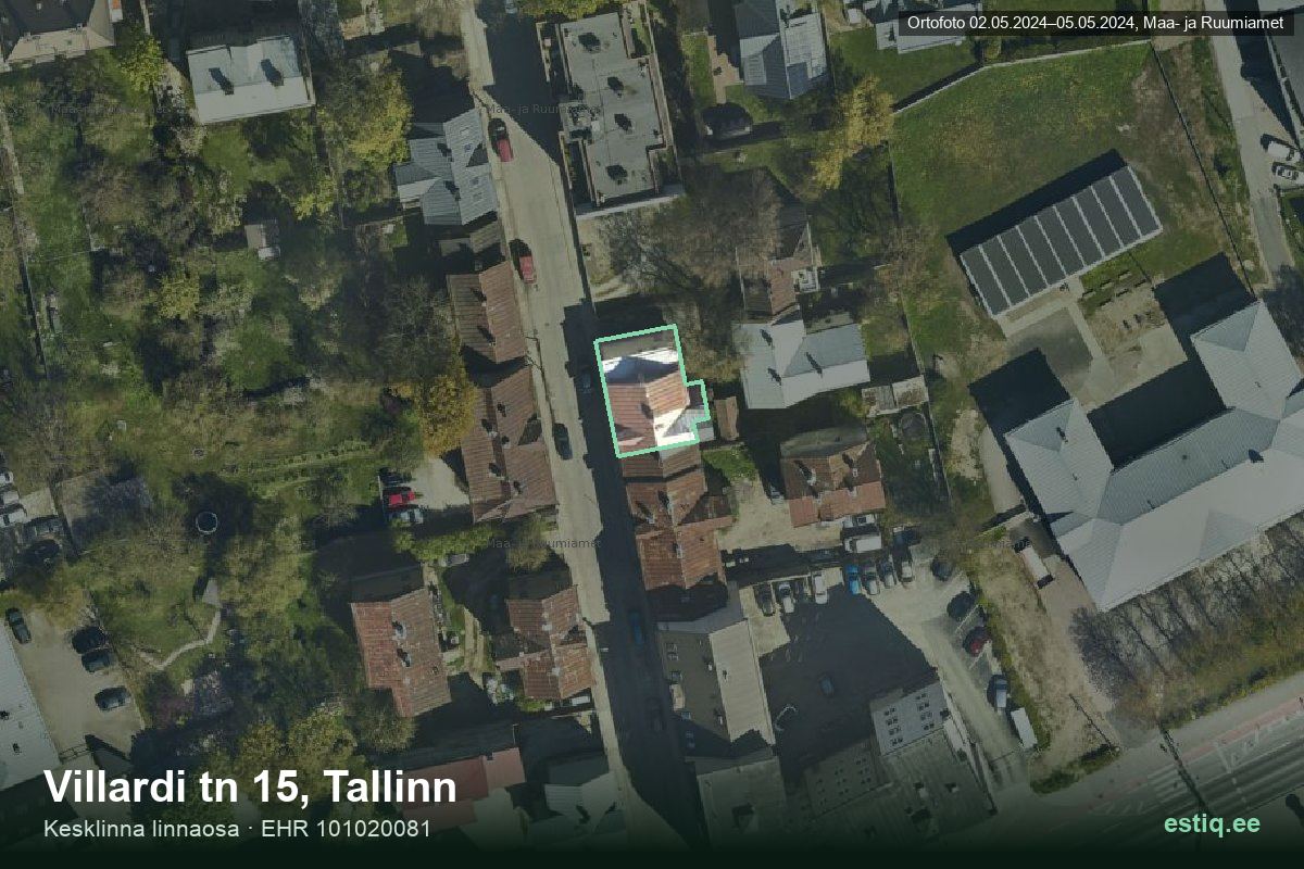 Villardi tänav 15, Tallinn – aerial photo of the building, outline from the Building Register (EHR)