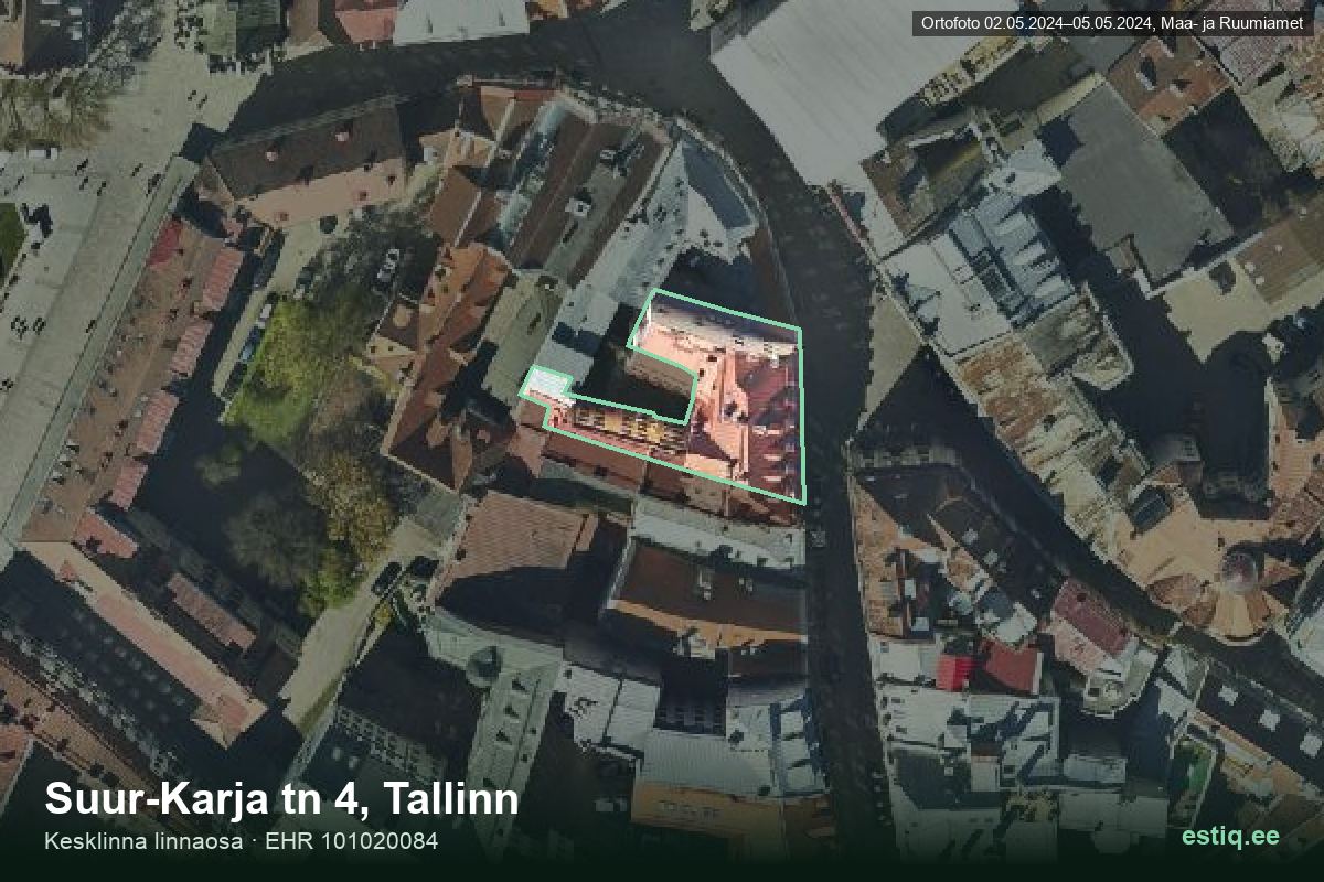 Suur-Karja tänav 4, Tallinn – ilmakuva rakennuksesta, ääriviiva rakennusrekisteristä (EHR)